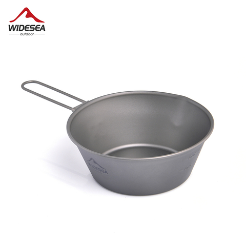 Widesea Camping Titanium Bowl Tableware Cookware Foldable Handle Outdoor Cup Tourism Pot Hiking Backpacking Picnic Fishing ► Photo 1/6