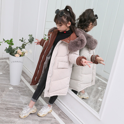 Children Winter Down Cotton Jacket 2022 New Fashion Girl Clothing Kids Clothes Thick Parka Fur Hooded Snowsuit Outerwear Coat ► Photo 1/6