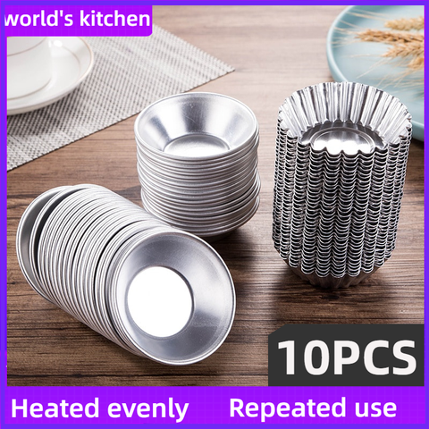 10pcs Aluminum Portuguese style Egg Tart Cupcake Mould Fruit Cake Die Mold Small Baking Tool pasteis de nata oven bake round ► Photo 1/6