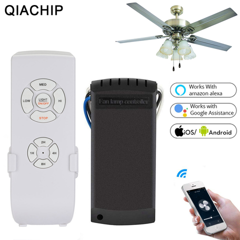 QIACHIP AC 110V 220V WIFI Smart Ceiling Fan APP Remote Timer and Speed Control Light Home Work With Amazon Alexa and Google Home ► Photo 1/6