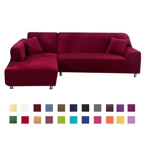 Sofa Cover Spandex Solid Color Elastic Corner Sofa Slipcover Chair Protector Living Room 1/2/3/4 Seater ► Photo 1/6