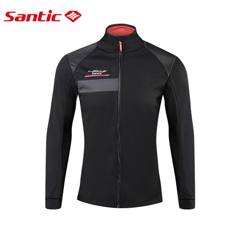 Santic Winter Cycling Jackets Full Zipper Fleece Thermal Bicycle Windbreaker Reflective Windproof MTB Bike Sports Coat For Men ► Photo 1/6