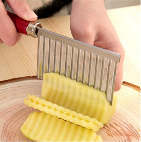 1pc Stainless Steel Potato Cutter, French Fry Maker, Wavy Knife, Kitchen  Gadget