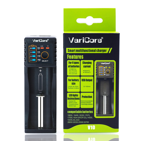 2022 VariCore V10 LCD 1.2 V / 3V / 3.7V / 4.25 V18650/26650/18350/16340/18500/  AA AAA NiMH lithium Battery Charger ► Photo 1/6