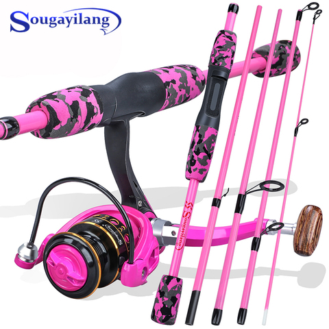 Sougayilang Portable 5 Sections Fishing Rod Combo Fishing Rod and 1000 -3000 Series Spinning Reel Set   Pesca Fishing Tackle ► Photo 1/6