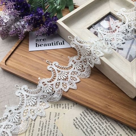 1Yard Embroidery Lace Fabric 8.5cm White Lace Ribbon Curtain Guipure Craft Lace Trim DIY Sewing Trimmings For Dress Decor X105 ► Photo 1/5