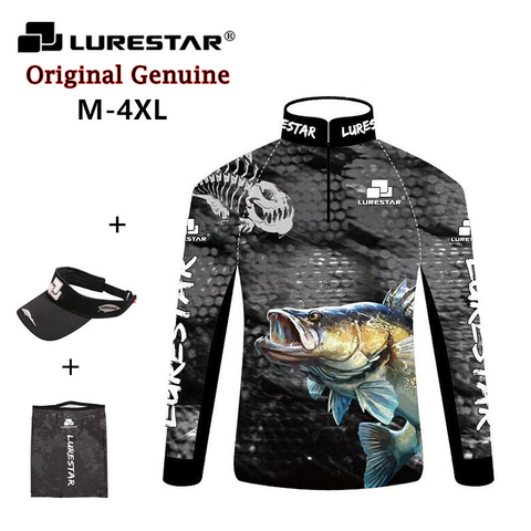 Summer Fishing Clothes Set Sun protection cap Ice silk Elastic face scarf Clothing Long sleeve T shirt UV Jersey Men Top Pants ► Photo 1/6