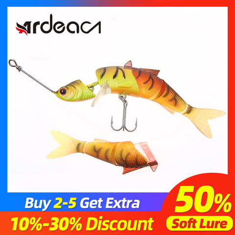 ARDEA soft lure with jig head soft plastic lure 75mm 8g 3 segmented lure jointed soft trolling lure pike lure fish metal lure ► Photo 1/6