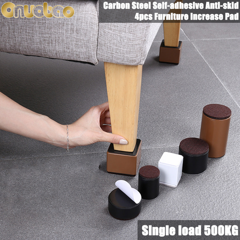 Onuobao 4PCS Square Carbon Steel Furniture Heightening Foot Pad Wear resistant skid Table Coffee Table Sofa Bed Anti slip Leg ► Photo 1/5