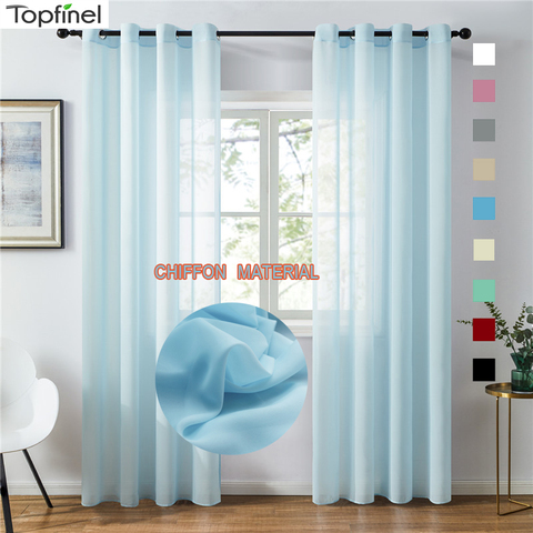 Topfinel Sheer Curtains For Living Room Bedroom Chiffon Tulle Window Treatment Curtains For Kitchen European And American Style ► Photo 1/6