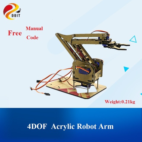 4 DOF Unassembly Acrylic Mechanical Arm Robot Manipulator Claw for Arduino Maker Learning DIY Kit Robot ► Photo 1/6