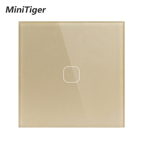 MiniTiger EU/UK Standard,1 Gang 1 Way Wall Touch Switch, White Crystal Glass Switch Panel,  220-250V, Only Touch Function ► Photo 1/6
