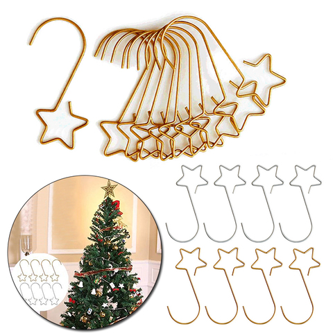 20pcs/lot Christmas Wreath Hooks For Christmas Tree Hanging Pendant Ornament Metal Star Decorations Hook Xmas Home Decor ► Photo 1/6