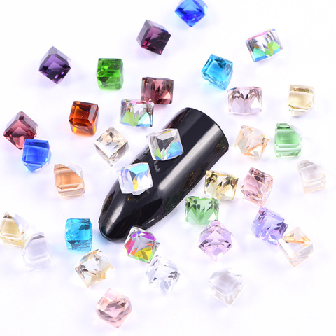 New 20pcs Cube Glass Nail Design 3D Crystal Stone Decorative Nails Beautiful 4mm Sticker Decoration H0912 ► Photo 1/5