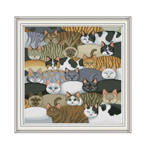 Cats cross stitch kit aida 14ct 11ct count printed canvas stitches embroidery DIY handmade needlework ► Photo 1/1