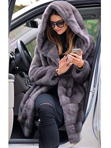 New woman fur 90cm Plus Size Women Clothing Winter Artificial Economy Mink Fur Coat with a Hood Luxury Fake Fur Coats ► Photo 1/6