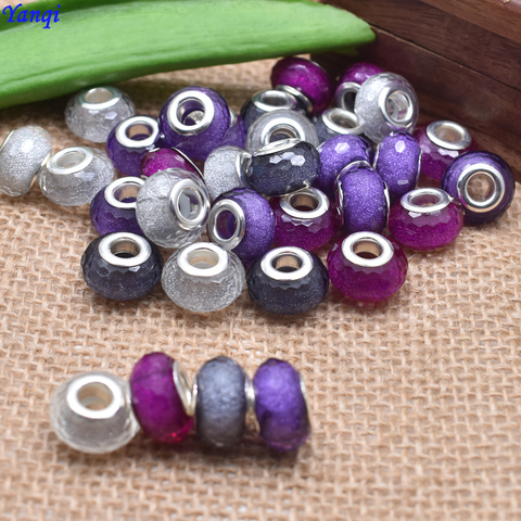 Yanqi 10PCS/Lot Round Crystal Glass European Beads Big Hole Charm Facet Beads for DIY Women Jewelry Bracelet Accessories ► Photo 1/5