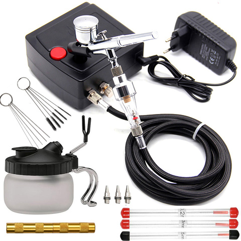 Dual Action Airbrush Air Compressor Kit With 0.3mm Nozzle US&EU Plug Spray Gun Painting Set For Manicure Craft Cake Air Brush ► Photo 1/6