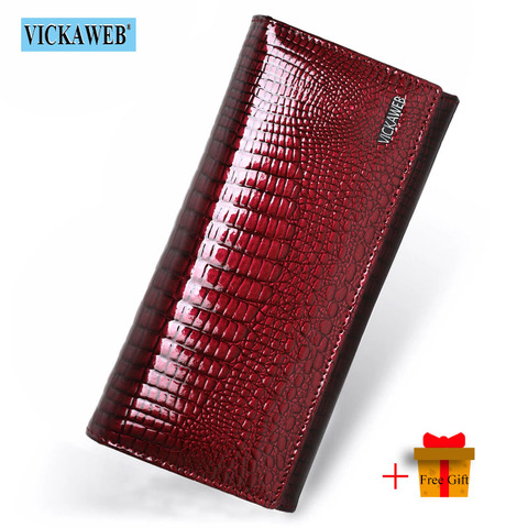 Free Gift Genuine Leather Women's Wallets Long Ladies Double Zipper Wallet Clutch Money Bag Design Purse Fashion Purses VK-AE501 ► Photo 1/6