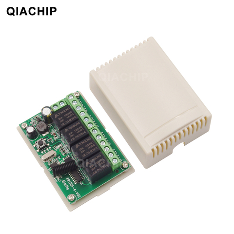 QIACHIP 433.92Mhz DC 6V 12V 24V 10A 4CH Relay Module Receiver EV1527 Wireless Remote Control Switch 433Mhz for DC Motor DIY ► Photo 1/5