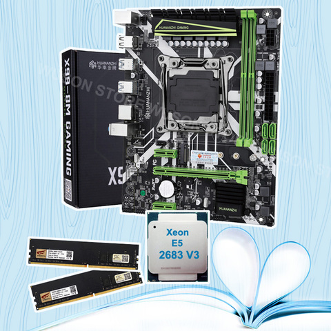 HUANANZHI X99-8M LGA2011-3 Motherboard with HI-SPEED M.2 NVMe SSD Slot Xeon CPU E5 2683 V3 Brand New RAM 32G(2*16G) DDR4 2400 ► Photo 1/6
