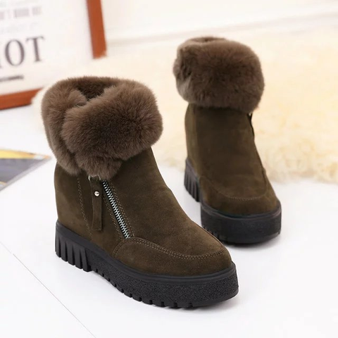 Platform Women Boots Ankle Snow Boots Increased Internal Wedges Winter Autumn 2022  Fashion Turned-over Faux Suede High Quality ► Photo 1/6