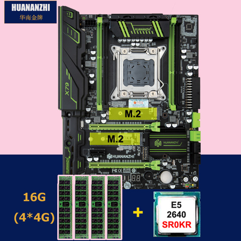 Discount motherboard set HUANANZHI X79 Pro motherboard with dual M.2 slot NVMe SSD CPU Intel Xeon E5 2640 2.5GHz RAM 16G(4*4G) ► Photo 1/6