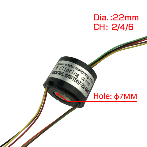 2/4/6 Channels/ Rings slipring with hole Dia.7mm 1.5A electric Slip Ring Hollow shaft ► Photo 1/4