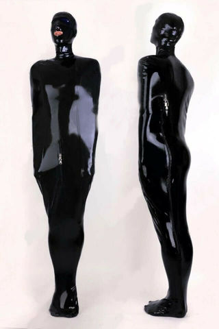 Handmade Black Men's Gummi Latex Catsuit Sleepsack Bodybag Bag with Crotch Zip ► Photo 1/1
