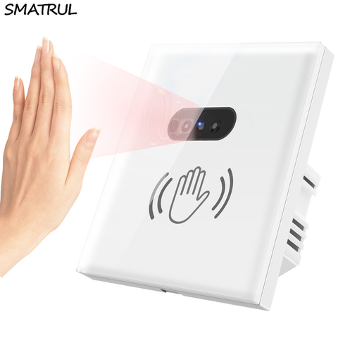 SMATRUL Smart Wall Light Switch Infrared Sensor Glass Screen Panel EU UK Neutral Wire 220V 10A Electrical Power No Need to Touch ► Photo 1/6