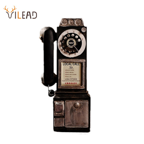 VILEAD 30cm Resin Retro Telephone Figurines Old Dirty Crafts Vintage Home Decor Ornaments Creative European Crafts Accessories ► Photo 1/6