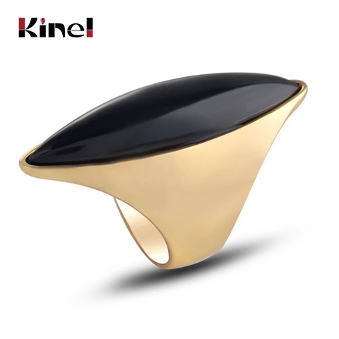 Kinel Hot Black Stone Big Ring For Women Luxury Gold Color Engagement Party Rings Fashion Jewelry Best Gift 2022 New ► Photo 1/6