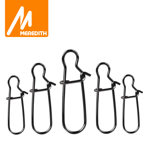 Meredith 50pcs Stainless Steel Fishing Connector Fast Clip Lock Snap Swivel Solid Rings Safety Snaps Fishing Hook Tool Snap ► Photo 1/6
