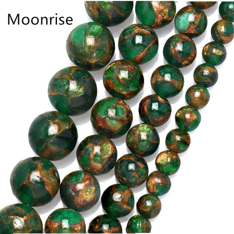 Natural Stone Beads Gold Green Colored Cloisonne Beads 6/8/10mm Fit DIY Bracelet Necklace For Jewelry Making HK130 ► Photo 1/6
