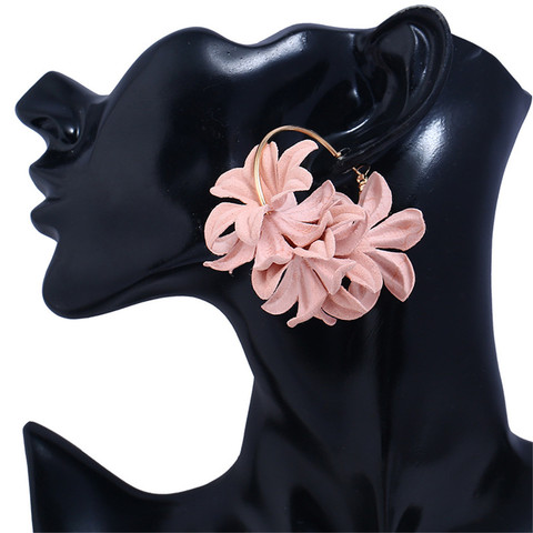 SexeMara Fashion Fabric Flower Drop Earrings For Women Statement Colorful Petal Circle Big Fancy Earring Jewelry ► Photo 1/6
