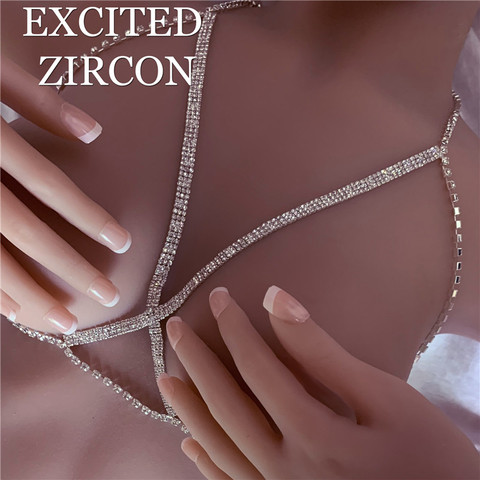 Sexy Rhinestone Bra Chain Beach Jewelry Body Shiny Crystal Drop Shipping Bra Chest Harness Bikini Body Chain Jewellery ► Photo 1/6