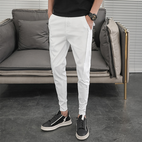 Korean Summer Pants Men Fashion Design 2022 Slim Fit Men Harem Pants Ankle Length Solid All Match Hip Hop Joggers Trousers Men ► Photo 1/5