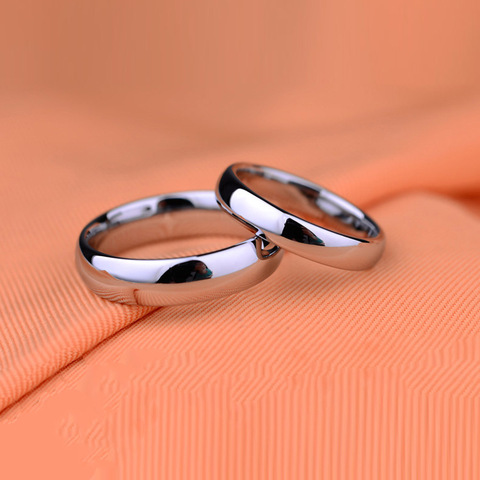 Titanium steel polished inner and outer arc 6mm wide male and female ring wedding ring ► Photo 1/6
