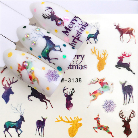 1pcs 3D Nail Stickers Art Christmas Decals Snowman Nail Wraps Snowflakes Xmas Slider Manicure Decoration Tip Tool ► Photo 1/6