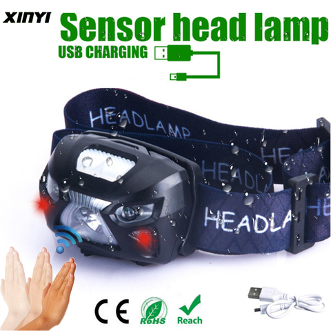 led headlamp Powerfull  Built-in battery Rechargeable LED Headlight Body Motion Sensor Head Flashlight Camping Torch Light Lamp ► Photo 1/6