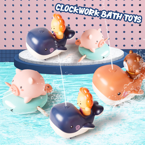 Children's baby swimming bathing water spring clockwork bath toys small animals duck turtle whale pig penguin water spray ► Photo 1/6