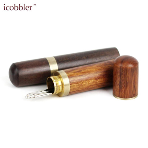 High Quality Needle Storage Sewing Knitting Container Box Barrel Leather Craft Tool Needles Bottle Needlework Sandalwood Brown ► Photo 1/6