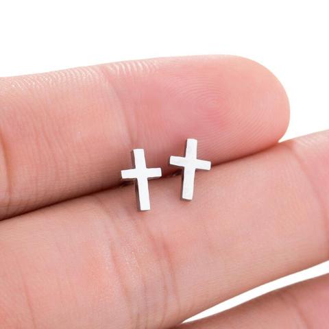 Punk Korean Earrings Cross Stainless Steel Earrings Cross Stud Earrings Women Jewelry Studs Small Earrings oorbellen ► Photo 1/6