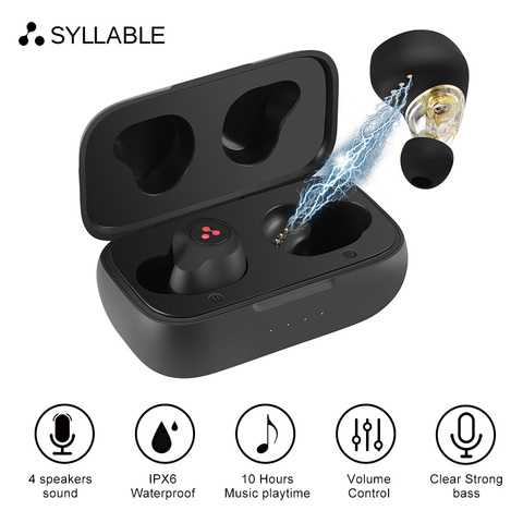 Original SYLLABLE S115 Dual Dynamic Drivers bluetooth V5.0 bass earphones wireless headset noise reduction SYLLABLE S115 earbuds ► Photo 1/6