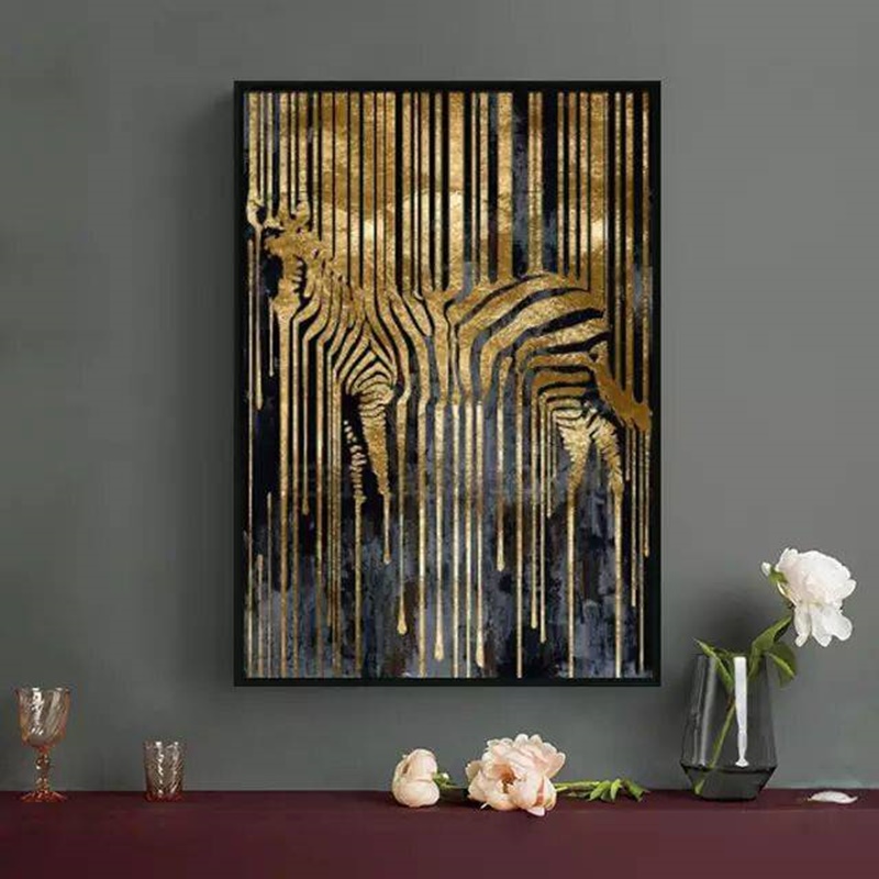 Modern Style Abstract Gold Foil Horse Zebra Animals Canvas Painting Posters And Prints Wall Pictures For Living Room Decor History Review Aliexpress Er Professional Art - Gold Foil Lips Wall Art