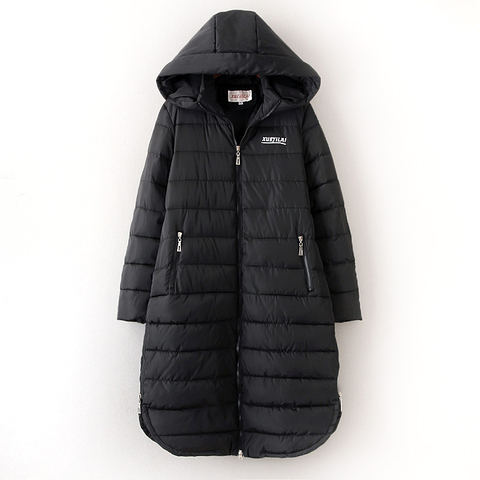 2022 New Plus size 3XL-6XL Winter Parkas Women Thicken Down cotton Solid color jacket Female Black zipper Hooded Long Coats A25 ► Photo 1/6