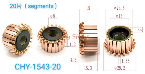 1pc 8mm x 23.5mm x 15.3mm 20P Copper Bars Alternator Electric Motor Commutator CHY-1543-20 ► Photo 1/1