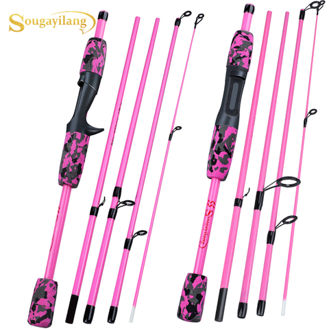 Sougayilang Yellow Pink Black 5 Section Travel Fishing Rod Ultralight  EVA Handle Spinning/Casting Fishing Rod Fishing Tackle ► Photo 1/6