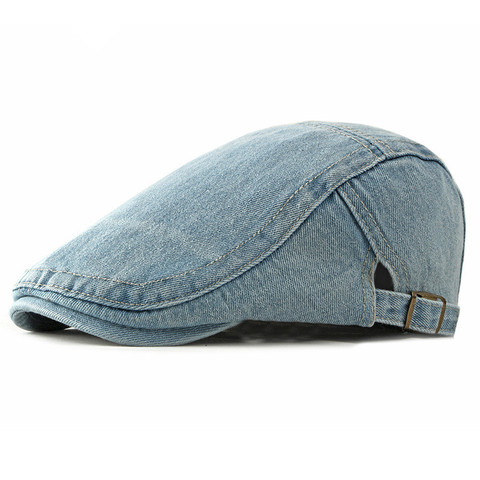 Spring Summer Solid Color Newsboy Caps Men Washed denim Cotton Flat Peaked Cap Women Painter Beret Hats 13 ► Photo 1/5