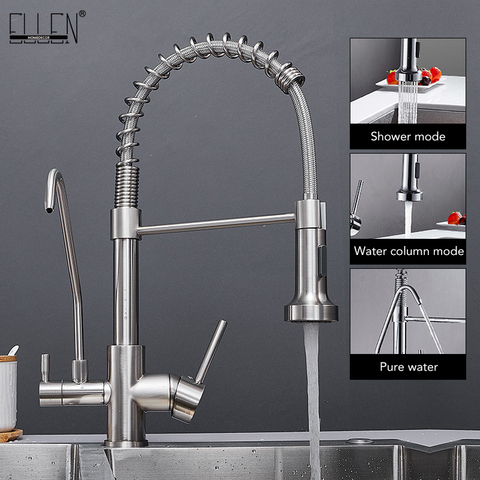 Kitchen Faucets Pull Down Hot Cold Water Filter Tap for Kitchen Three Ways Sink Mixer Kitchen Faucet Chrome Finished  ELK9133 ► Photo 1/6